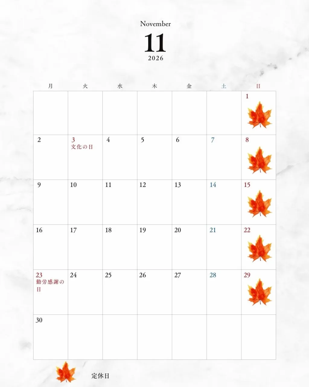 nail_eye.anfil【10月営業日カレンダー】